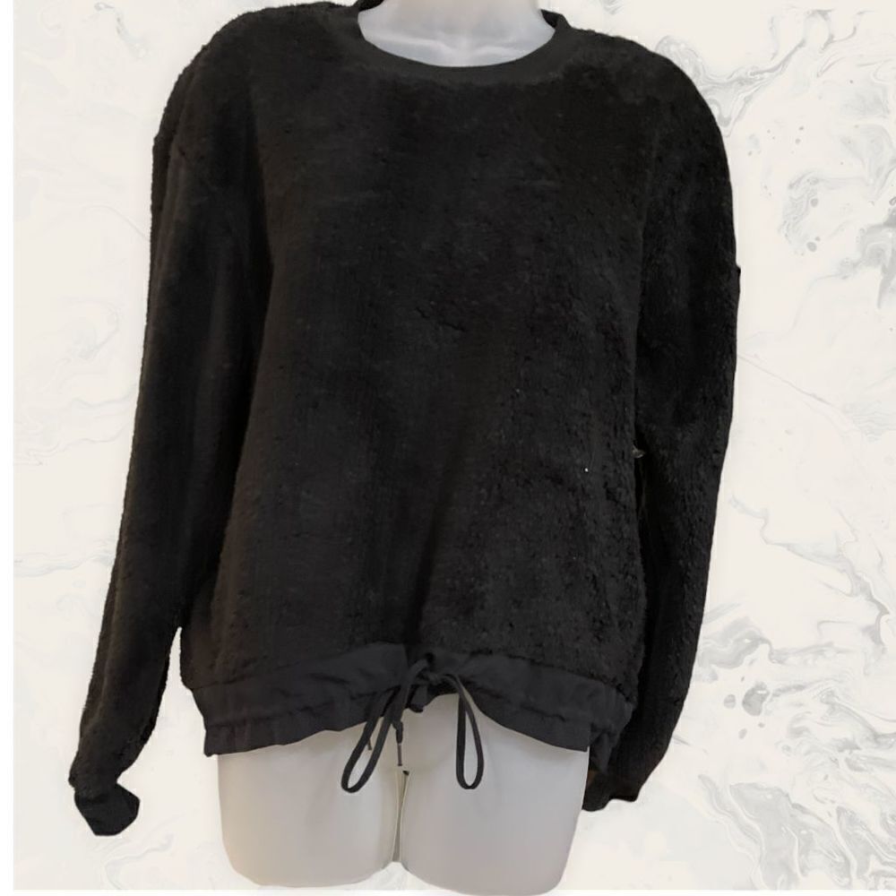 Zella Faux Fur Crewneck Sweater - Size S - Black